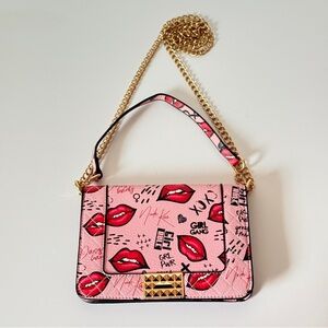 Graffiti Red Lipstick Kiss Clutch/Shoulder Bag Vegan Leather Purse